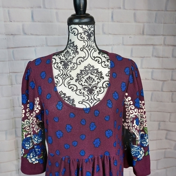 R & B collection women's size 1x stretch knit floral print popover dress b11 - Picture 2 of 9